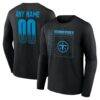 Tennessee Titans Home Field Pop Personalized Name & Number Long Sleeve T-Shirt - Black - Front View