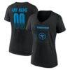 Tennessee Titans Women's Home Field Pop Personalized Name & Number V-Neck T-Shirt - Black - Front View