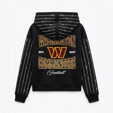 Washington Commanders Gameday Couture Women's Eyes on the Prize Mid-Crop Full-Zip Hoodie - Black - Front View