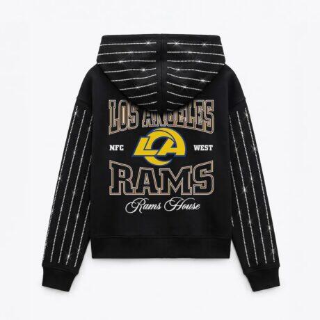 Los Angeles Rams Gameday Couture Women's Eyes on the Prize Mid-Crop Full-Zip Hoodie - Black - Front View