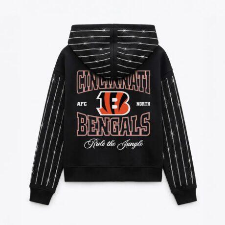 Cincinnati Bengals Gameday Couture Women's Eyes on the Prize Mid-Crop Full-Zip Hoodie - Black - Front View