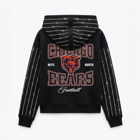 Chicago Bears Gameday Couture Women's Eyes on the Prize Mid-Crop Full-Zip Hoodie - Black - Front View