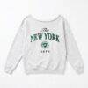 New York Jets Gameday Couture Women's Offsides Energy Off-Shoulder Sweatshirt - - Front View