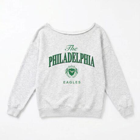 Philadelphia Eagles Gameday Couture Women's Offsides Energy Off-Shoulder Sweatshirt - - Front View