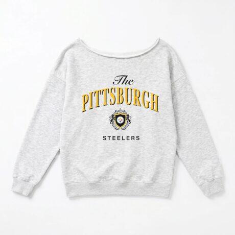 Pittsburgh Steelers Gameday Couture Women's Offsides Energy Off-Shoulder Sweatshirt - - Front View