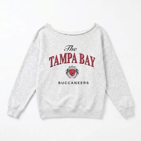 Tampa Bay Buccaneers Gameday Couture Women's Offsides Energy Off-Shoulder Sweatshirt - - Front View