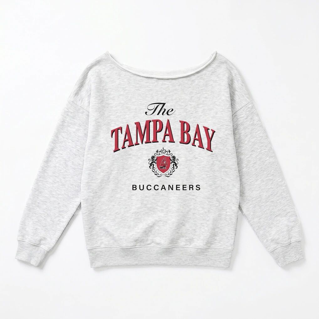 Tampa Bay Buccaneers Gameday Couture Women's Offsides Energy Off-Shoulder Sweatshirt - Ash