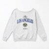 Los Angeles Rams Gameday Couture Women's Offsides Energy Off-Shoulder Sweatshirt - - Front View