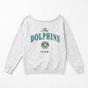 Miami Dolphins Gameday Couture Women's Offsides Energy Off-Shoulder Sweatshirt - - Front View
