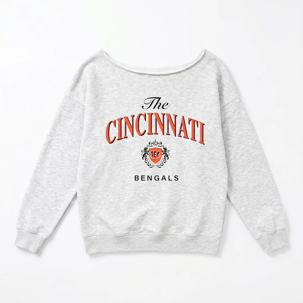 Cincinnati Bengals Gameday Couture Women's Offsides Energy Off-Shoulder Sweatshirt - Ash