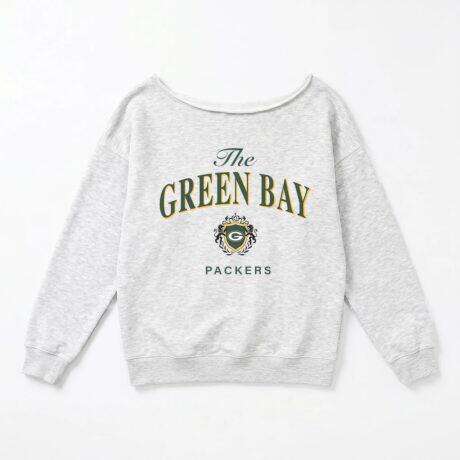 Green Bay Packers Gameday Couture Women's Offsides Energy Off-Shoulder Sweatshirt - - Front View