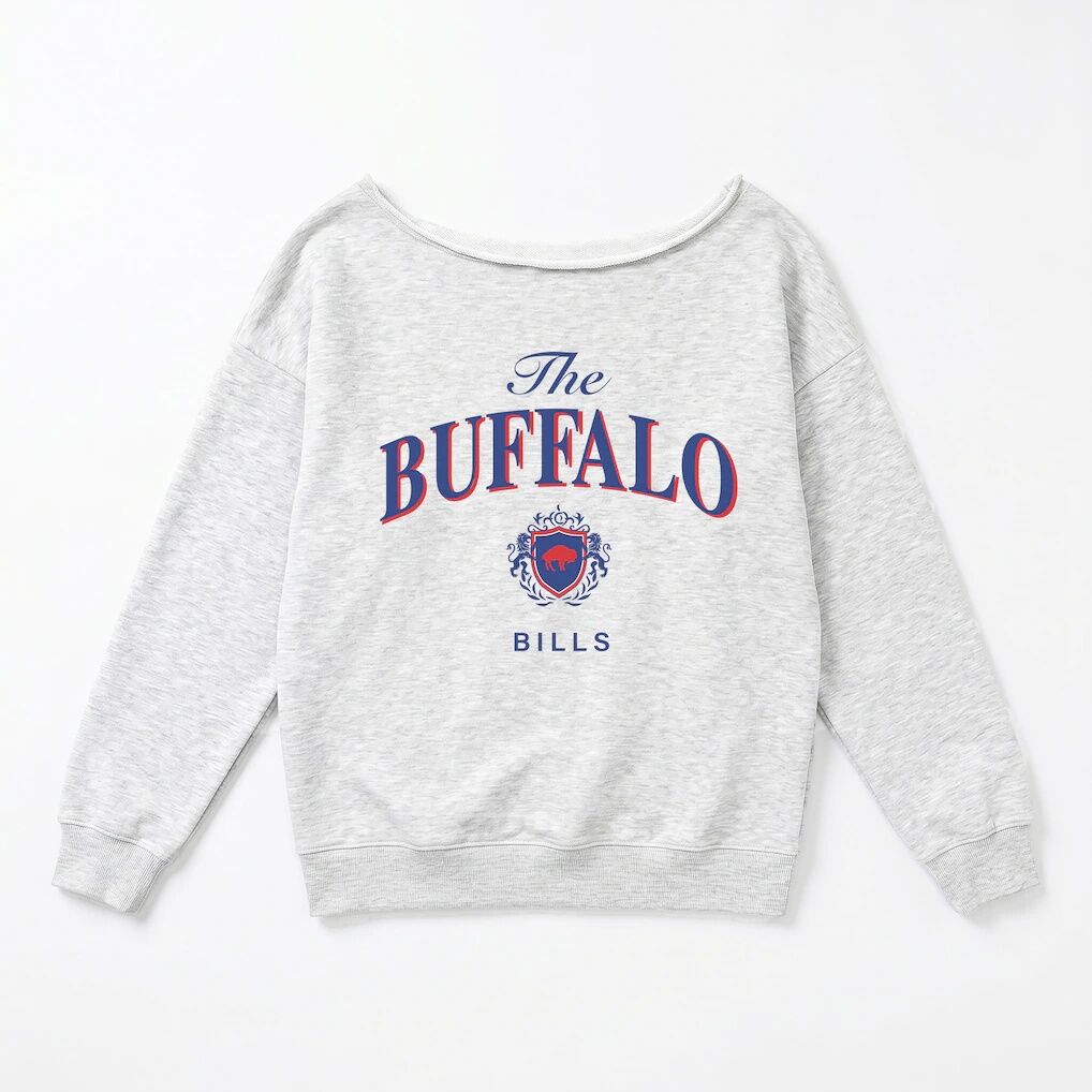 Buffalo Bills Gameday Couture Women's Offsides Energy Off-Shoulder Sweatshirt - Ash