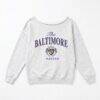 Baltimore Ravens Gameday Couture Women's Offsides Energy Off-Shoulder Sweatshirt - - Front View