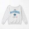 Carolina Panthers Gameday Couture Women's Offsides Energy Off-Shoulder Sweatshirt - - Front View