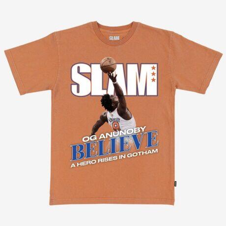 OG Anunoby New York Knicks SLAM Unisex Cover Player Graphic T-Shirt - Orange - Front View