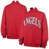 Los Angeles Angels '47 Women's Oversized Vantage Mock Neck Sweatshirt - Red - Front View