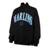 Miami Marlins '47 Women's Oversized Vantage Mock Neck Sweatshirt - Black - Side View