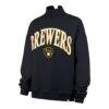 Milwaukee Brewers '47 Women's Oversized Vantage Mock Neck Sweatshirt - Navy - Side View