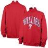 Philadelphia Phillies '47 Women's Oversized Vantage Mock Neck Sweatshirt - Red - Front View