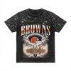 Cleveland Browns Gameday Couture Women's Sky's the Limit Washed Micro Rhinestone T-Shirt - Black - Front View