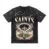 New Orleans Saints Gameday Couture Women's Sky's the Limit Washed Micro Rhinestone T-Shirt - Black - Front View