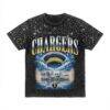 Los Angeles Chargers Gameday Couture Women's Sky's the Limit Washed Micro Rhinestone T-Shirt - Black - Front View