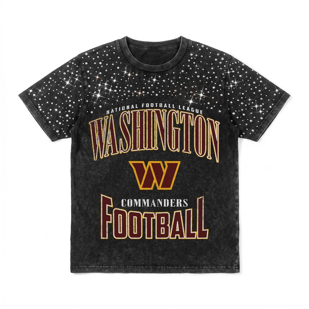 Washington Commanders Gameday Couture Women's  In the Zone Washed Micro Rhinestone T-Shirt