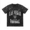 Las Vegas Raiders Gameday Couture Women's In the Zone Washed Micro Rhinestone T-Shirt - Black - Front View