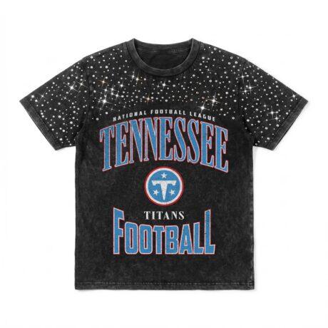 Tennessee Titans Gameday Couture Women's In the Zone Washed Micro Rhinestone T-Shirt - Black - Front View