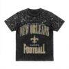 New Orleans Saints Gameday Couture Women's In the Zone Washed Micro Rhinestone T-Shirt - Black - Front View