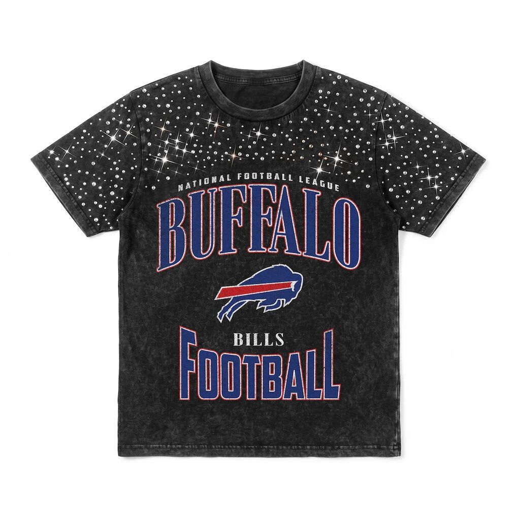 Buffalo Bills Gameday Couture Women's  In the Zone Washed Micro Rhinestone T-Shirt