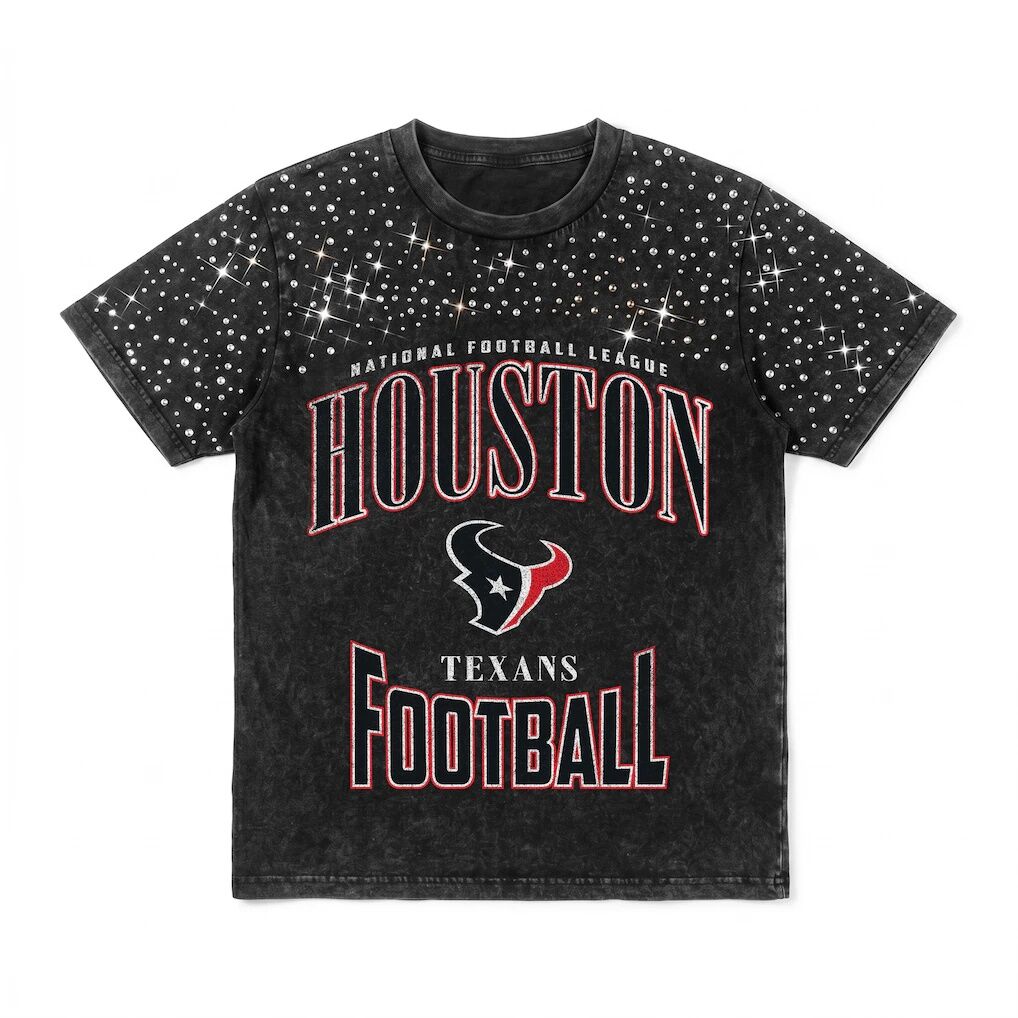 Houston Texans Gameday Couture Women's  In the Zone Washed Micro Rhinestone T-Shirt