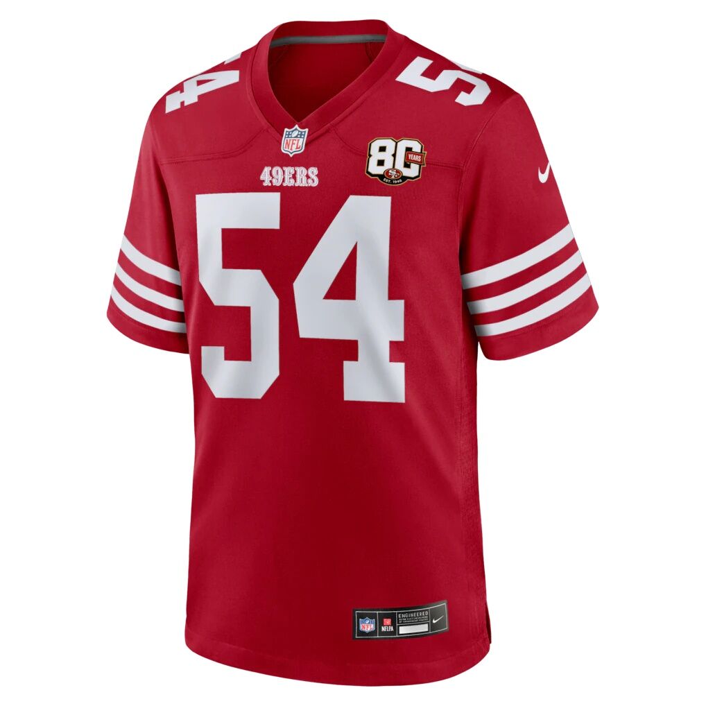 Fred Warner San Francisco 49ers Nike 80th Anniversary Game Jersey - Scarlet