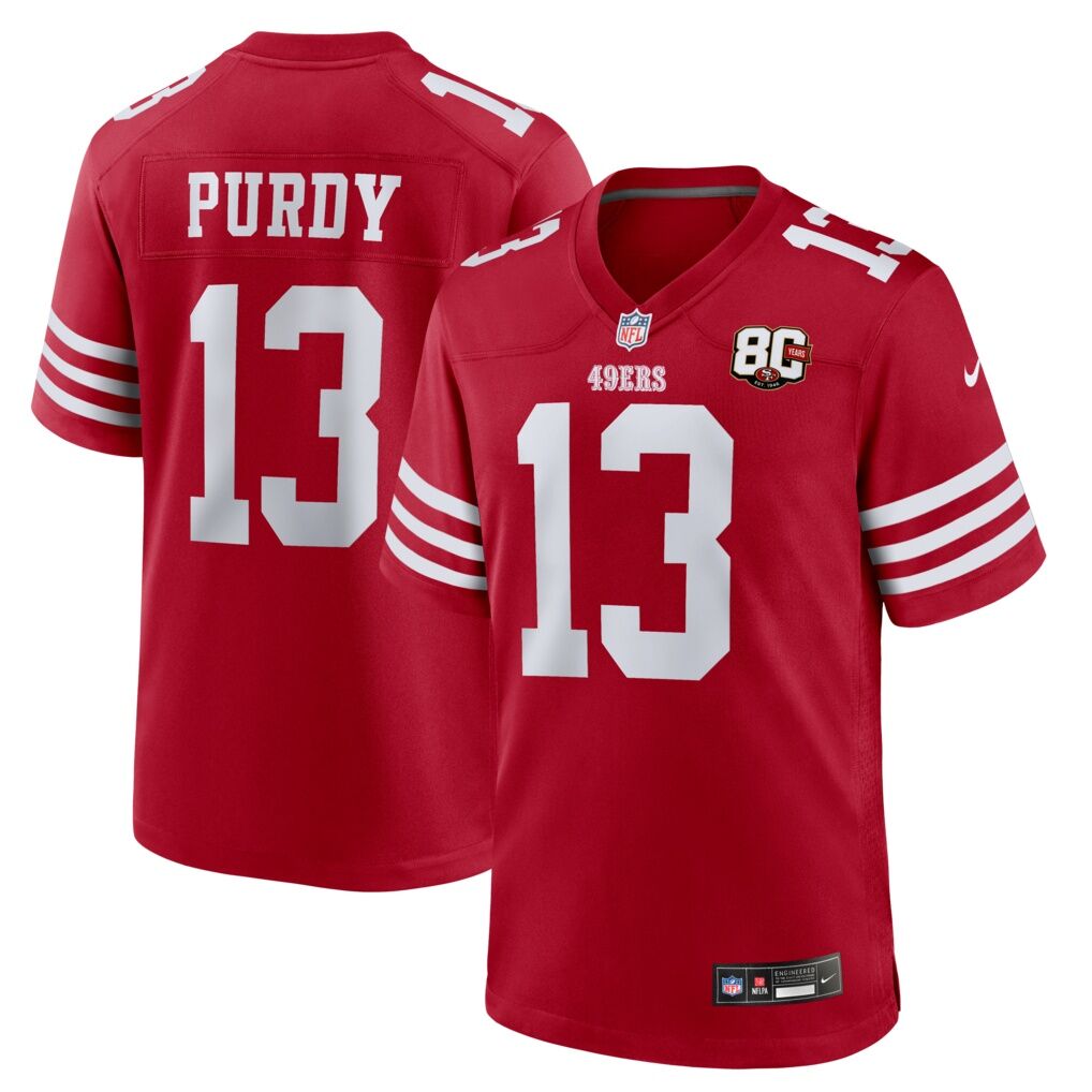 Brock Purdy San Francisco 49ers Nike 80th Anniversary Game Jersey - Scarlet