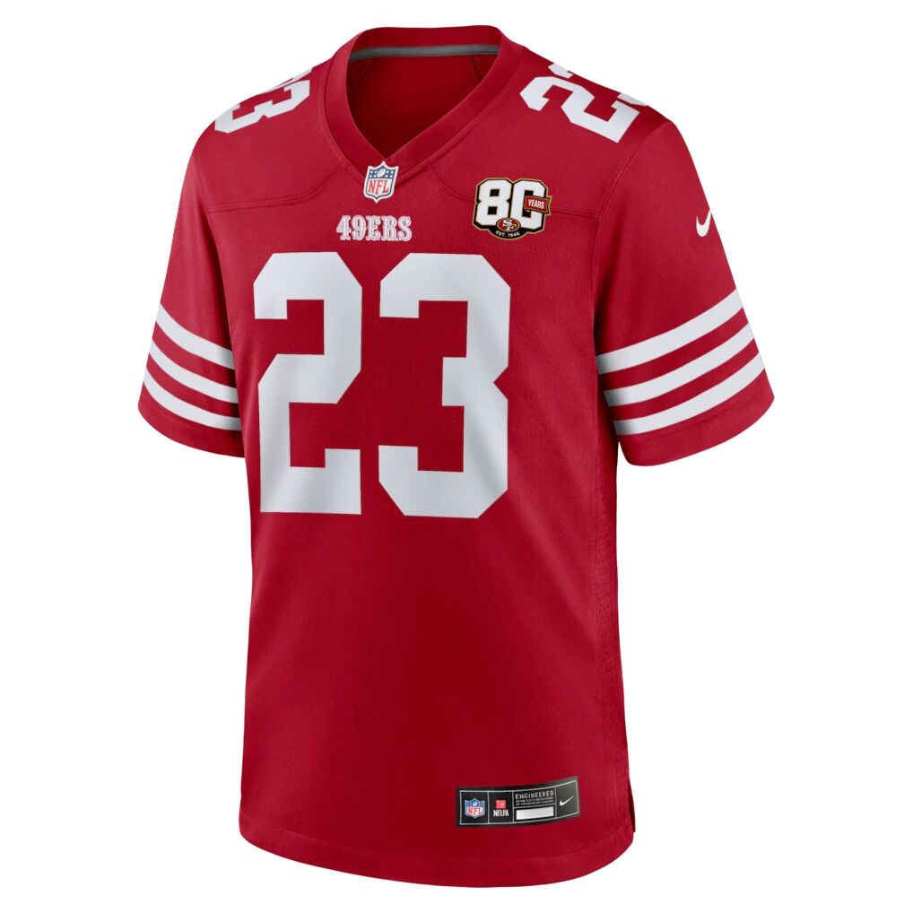 Christian McCaffrey San Francisco 49ers Nike 80th Anniversary Game Jersey - Scarlet