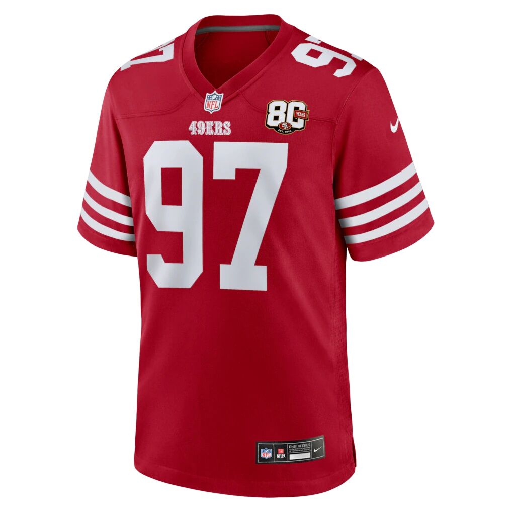 Nick Bosa San Francisco 49ers Nike 80th Anniversary Game Jersey - Scarlet