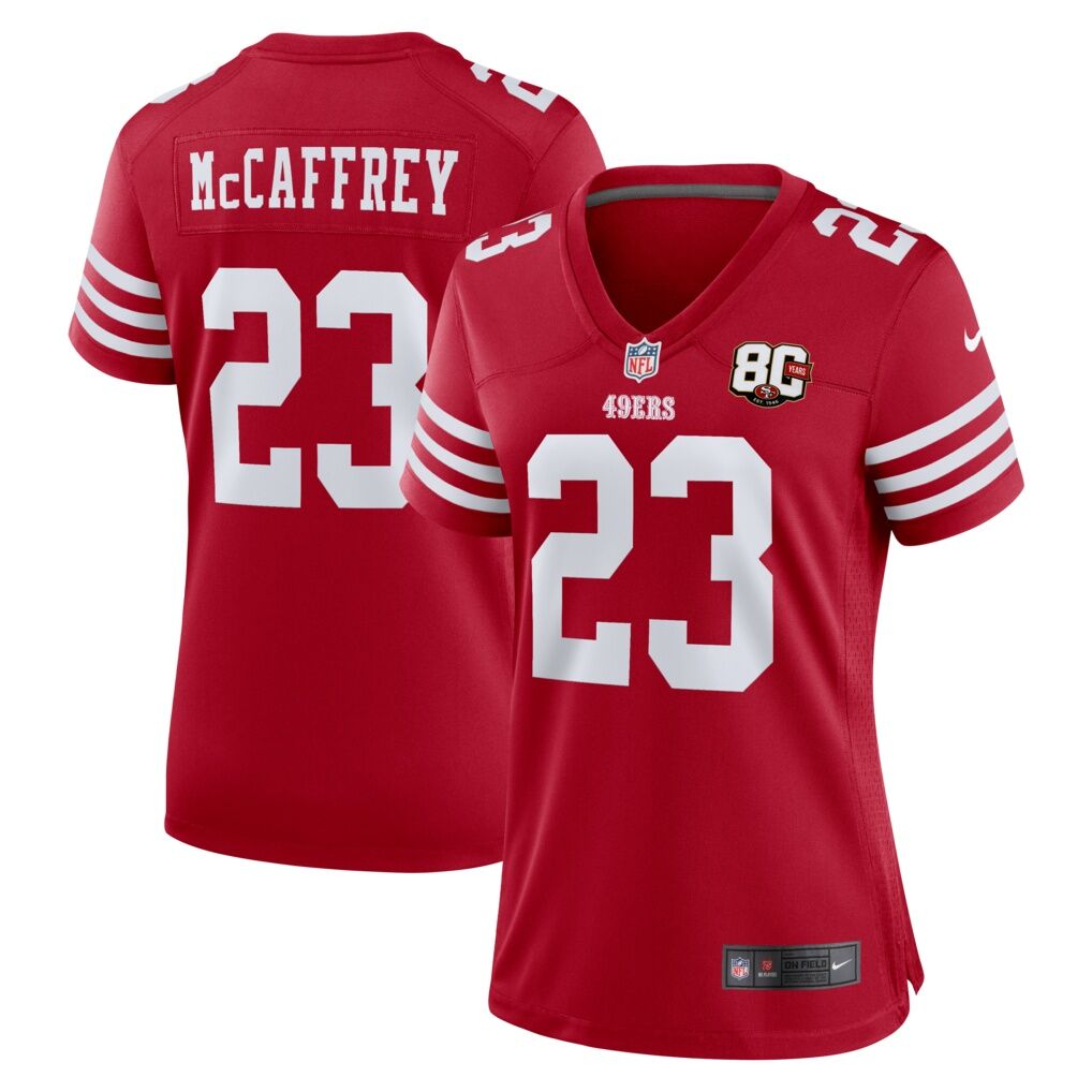Christian McCaffrey San Francisco 49ers Nike Women's 80th Anniversary Game Jersey - Scarlet