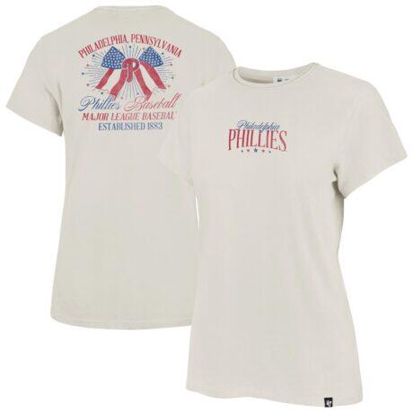 Philadelphia Phillies '47 Women's Bow Burst Frankie T-Shirt - Cream - Front View