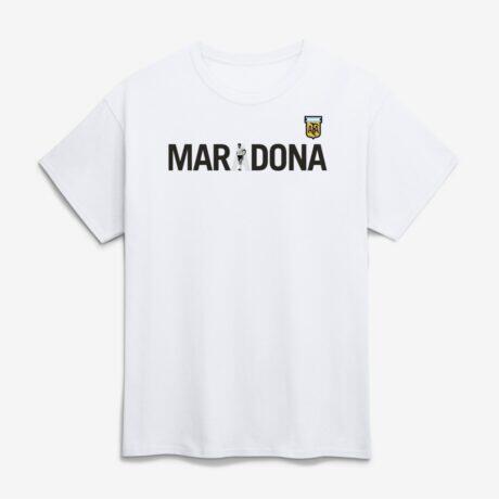 Diego Maradona Argentina National Team Player Graphic T-Shirt - White - Front View