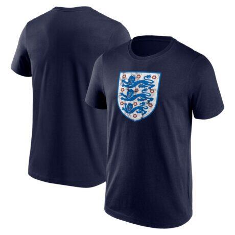 England National Team Distressed Retro Logo T-Shirt - Navy - Front View