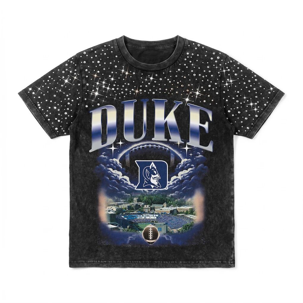 Duke Blue Devils Gameday Couture Women's  Sky's the Limit Washed Micro Rhinestone T-Shirt