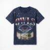 Florida Atlantic Owls Gameday Couture Women's Sky's the Limit Washed Micro Rhinestone T-Shirt - Navy - Front View