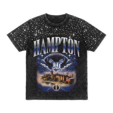 Hampton Pirates Gameday Couture Women's Sky's the Limit Washed Micro Rhinestone T-Shirt - Black - Front View