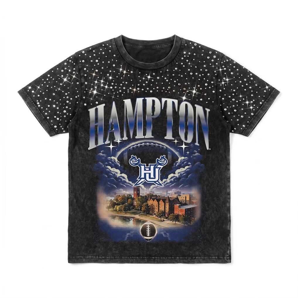 Hampton Pirates Gameday Couture Women's  Sky's the Limit Washed Micro Rhinestone T-Shirt