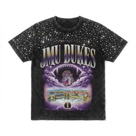 James Madison Dukes Gameday Couture Women's Sky's the Limit Washed Micro Rhinestone T-Shirt - Black - Front View