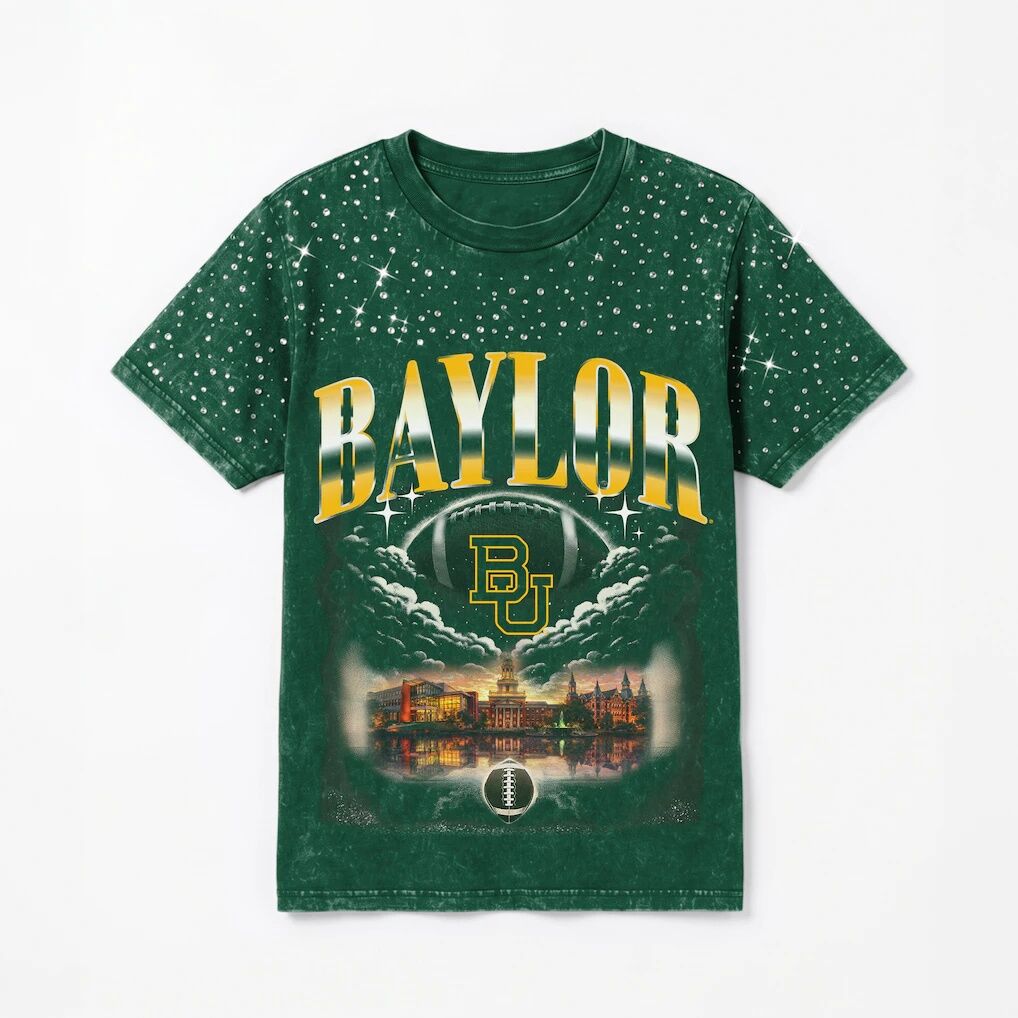 Baylor Bears Gameday Couture Women's  Sky's the Limit Washed Micro Rhinestone T-Shirt