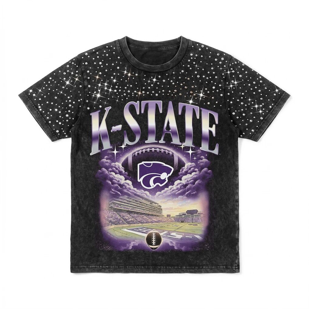 Kansas State Wildcats Gameday Couture Women's  Sky's the Limit Washed Micro Rhinestone T-Shirt