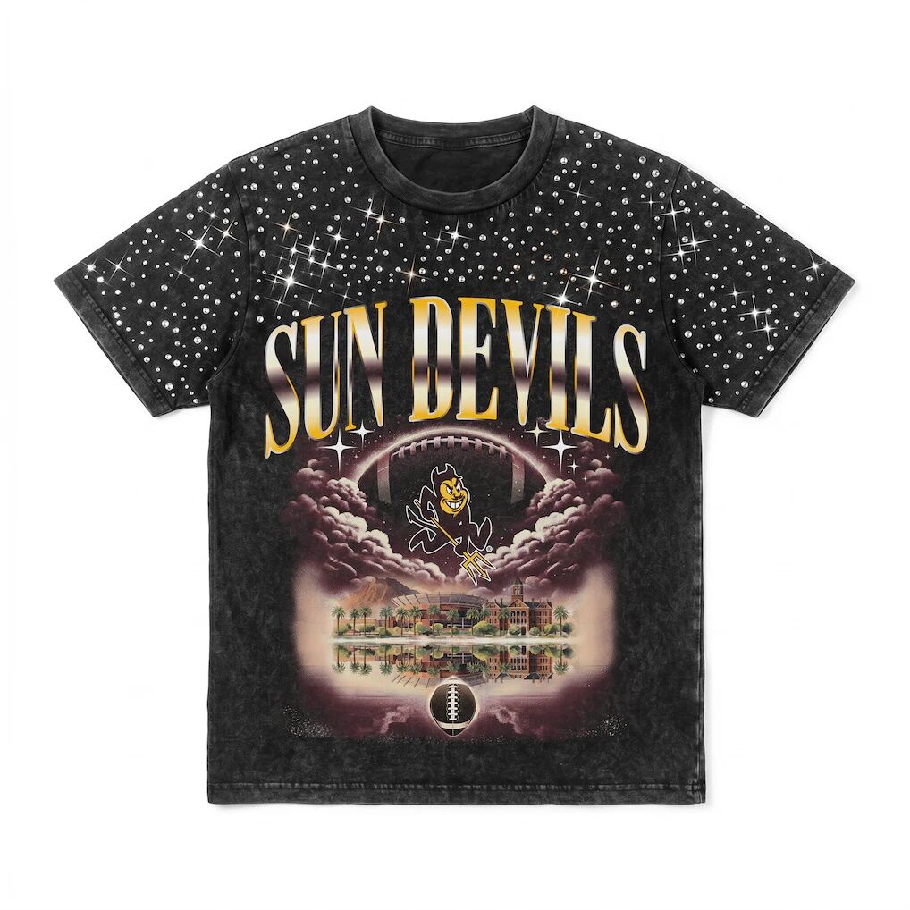 Arizona State Sun Devils Gameday Couture Women's  Sky's the Limit Washed Micro Rhinestone T-Shirt