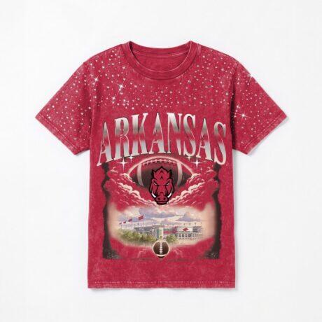Arkansas Razorbacks Gameday Couture Women's Sky's the Limit Washed Micro Rhinestone T-Shirt - - Front View