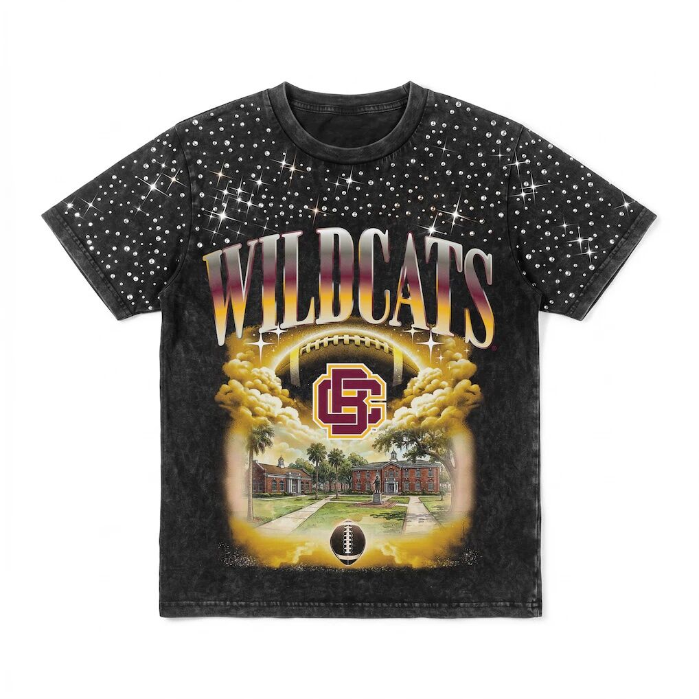 Bethune-Cookman Wildcats Gameday Couture Women's  Sky's the Limit Washed Micro Rhinestone T-Shirt